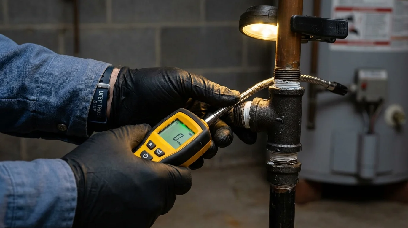 Gas leak detection with electronic sniffer by Johns Plumbing LLC in Piru