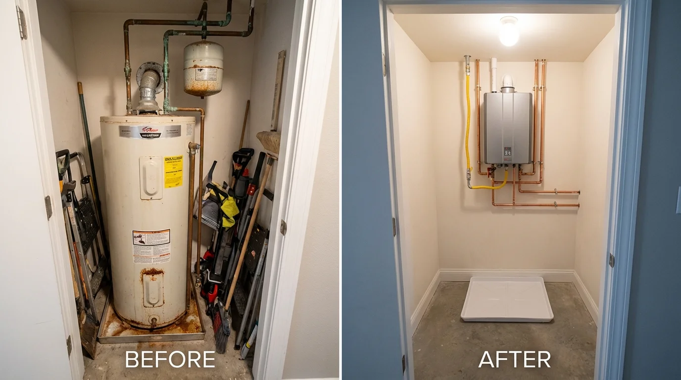 Tank water heater versus wall-mounted tankless unit comparison for Piru, CA homeowners